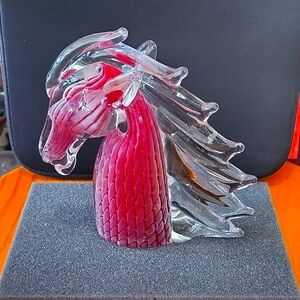 Murano pink glass horse head
